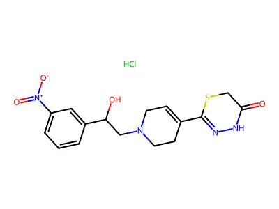 4H-1,3,4-Thiadiazin-5(6H)-one, 2-(1,2,3,6-tetrahydro-1-(2-hydroxy-2-(3-nitrophenyl)ethyl)-4-pyridinyl)-, monohydrochloride structure