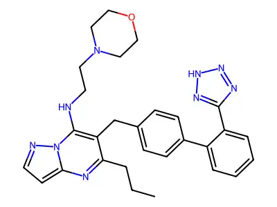 Pyrazolo(1,5-a)pyrimidin-7-amine, N-(2-(4-morpholinyl)ethyl)-5-propyl-6-((2'-(1H-tetrazol-5-yl)(1,1'-biphenyl)-4-yl)methyl)- structure
