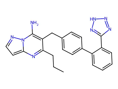 Pyrazolo(1,5-a)pyrimidin-7-amine, 5-propyl-6-((2'-(1H-tetrazol-5-yl)(1,1'-biphenyl)-4-yl)methyl)- structure