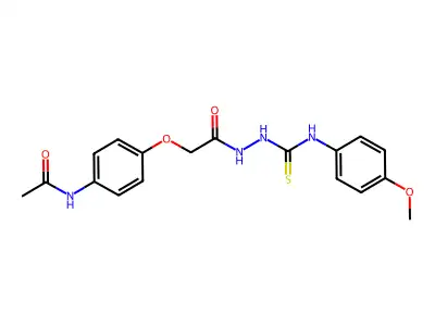 2-(4-acetamidophenoxy)-N-{[(4-methoxyphenyl)carbamothioyl]amino}acetamide structure