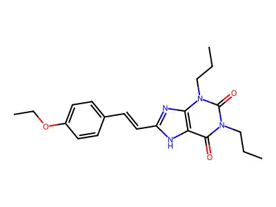 8-[2-(4-ethoxyphenyl)ethenyl]-1,3-dipropyl-7H-purine-2,6-dione structure