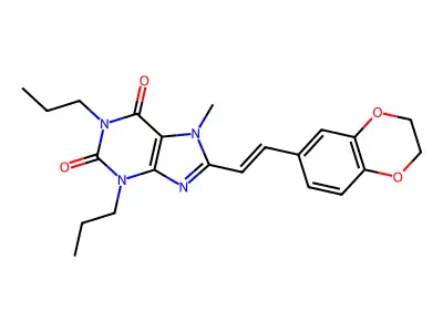 (E)-8-(2-(1,4-Benzodioxan-6-yl)vinyl)-7-methyl-1,3-dipropylxanthine structure