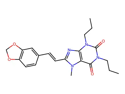 8-[2-(1,3-Benzodioxol-5-yl)ethenyl]-7-methyl-1,3-dipropylpurine-2,6-dione structure