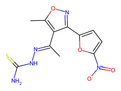 [1-[5-Methyl-3-(5-nitrofuran-2-yl)-1,2-oxazol-4-yl]ethylideneamino]thiourea structure