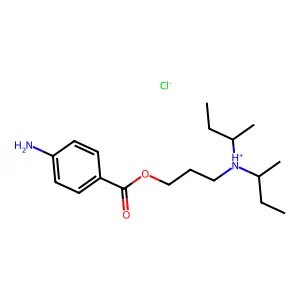Benzoic acid, p-amino-, 3-(di-2-butylamino)propyl ester, hydrochloride structure