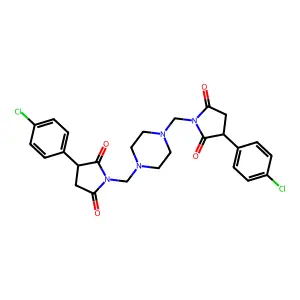 Succinimide, N,N'-(1,4-piperazinediyldimethylene)bis(2-(p-chlorophenyl)- structure