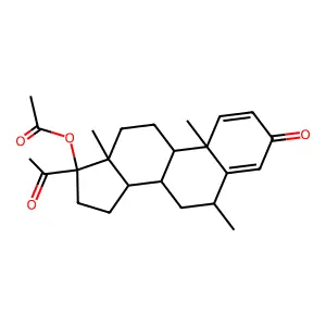 Pregna-1,4-diene-3,20-dione, 17-hydroxy-6-alpha-methyl-, acetate structure