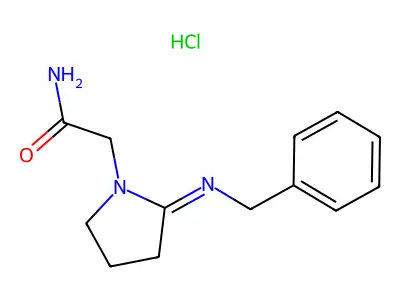 2-((Phenylmethyl)imino)-1-pyrrolidineacetamide monohydrochloride structure