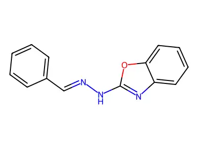 2-[(Z)-2-(phenylmethylidene)hydrazin-1-yl]-1,3-benzoxazole structure