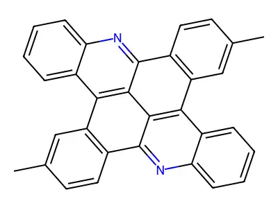 6,15-Dimethyltribenzo-(c,f,j)naphtho(1,2,3,4-lmn)(2,7)phenanthroline structure