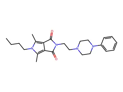 Pyrrolo(3,4-c)pyrrole-1,3(2H,5H)-dione, 5-butyl-4,6-dimethyl-2-(2-(4-phenyl-1-piperazinyl)ethyl)- structure