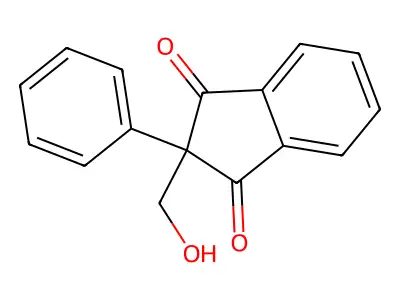 2-(hydroxymethyl)-2-phenyl-1H-indene-1,3(2H)-dione structure