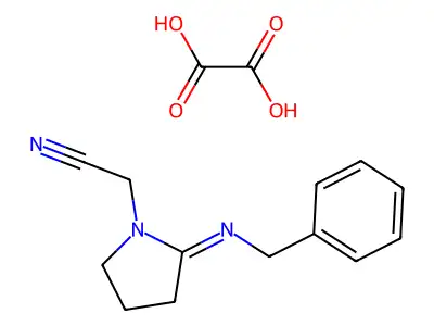1-Cyanomethyl-2-benzyliminopyrrolidine ethanedioate structure