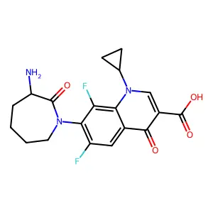 7-(3-amino-2-oxoazepan-1-yl)-1-cyclopropyl-6,8-difluoro-4-oxoquinoline-3-carboxylic acid structure