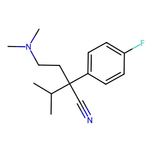 Butyronitrile, 4-(dimethylamino)-2-(p-fluorophenyl)-2-isopropyl- structure