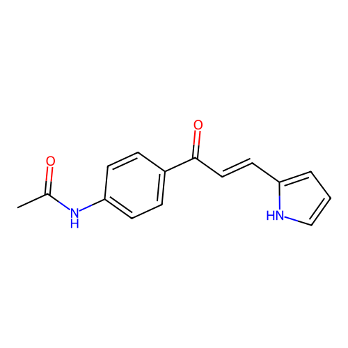 N-[4-[(E)-3-(1H-pyrrol-2-yl)prop-2-enoyl]phenyl]acetamide structure