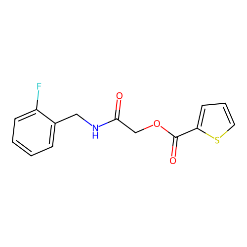 [2-[(2-Fluorophenyl)methylamino]-2-oxoethyl] thiophene-2-carboxylate structure
