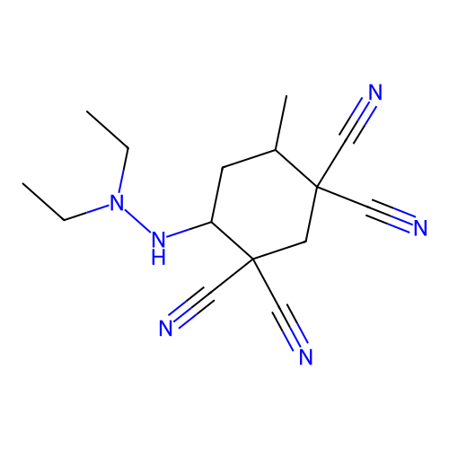 4-(2,2-Diethylhydrazinyl)-6-methylcyclohexane-1,1,3,3-tetracarbonitrile structure