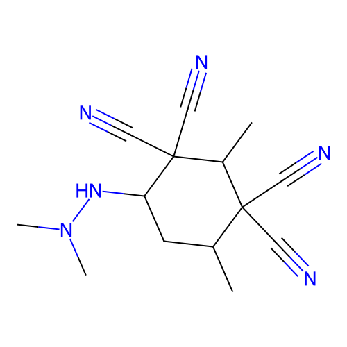 4-(2,2-Dimethylhydrazinyl)-2,6-dimethylcyclohexane-1,1,3,3-tetracarbonitrile structure