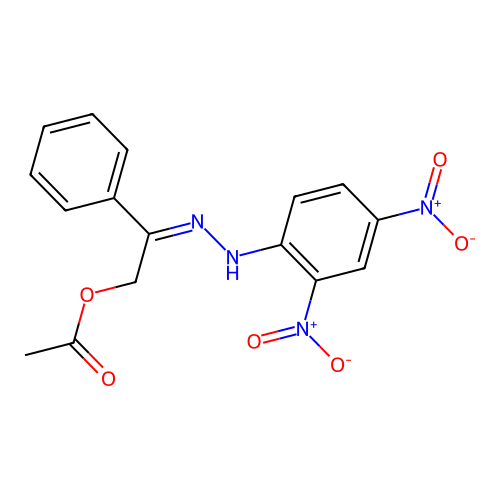 Alpha-acetoxyacetophenone 2,4-dinitrophenylhydrazone structure