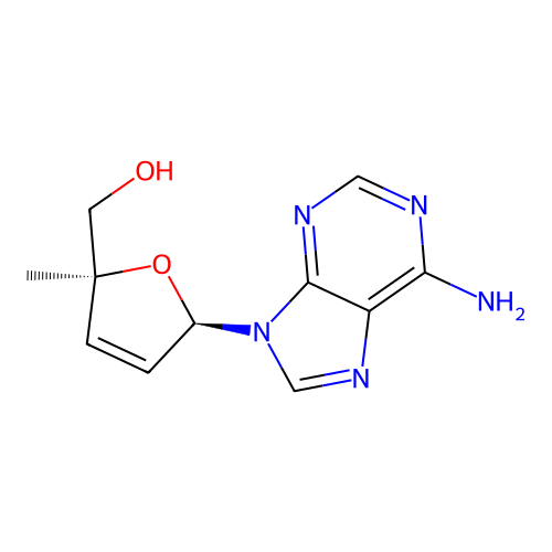 [(2R,5S)-2-(6-aminopurin-9-yl)-5-methyl-2H-furan-5-yl]methanol structure