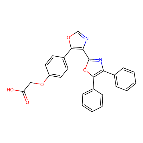 2-[4-(4,5-Diphenyl[2,4a(2)-bioxazol]-5a(2)-yl)phenoxy]acetic acid structure