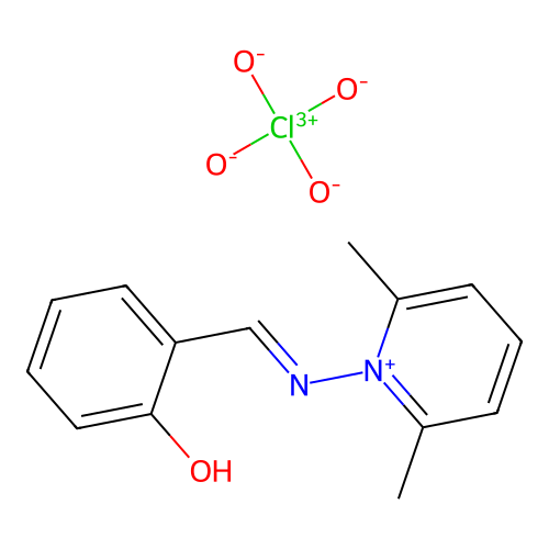2-[(2,6-Dimethylpyridin-1-ium-1-yl)iminomethyl]phenol perchlorate structure