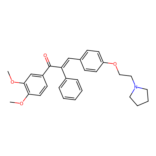 3,4-Dimethoxy-alpha-phenyl-4'-(2-(1-pyrrolidinyl)ethoxy)chalcone structure