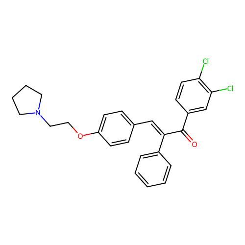 3,4-Dichloro-alpha-phenyl-4'-(2-(1-pyrrolidinyl)ethoxy)chalcone structure