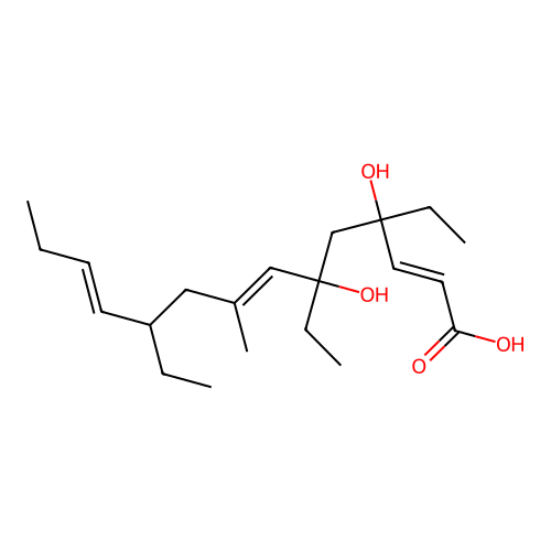 4,6-Dihydroxy-8-methyl-4,6,10-triethyltetradeca-2,7,11-trienoic acid structure