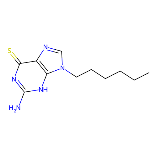 2-amino-9-hexyl-3H-purine-6-thione structure