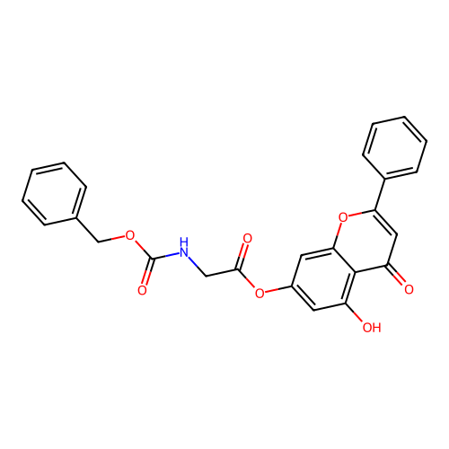 (5-Hydroxy-4-oxo-2-phenyl-chromen-7-yl) 2-(benzyloxycarbonylamino)acetate structure