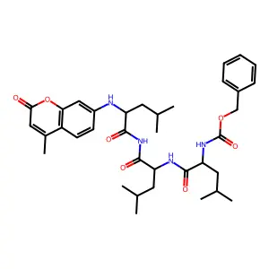 Benzyloxycarbonylleucyl-leucyl-leucyl-4-methyl-coumaryl-7-amide structure