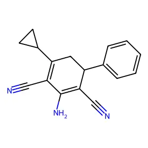 2-Amino-4-cyclopropyl-6-phenylcyclohexa-1,3-diene-1,3-dicarbonitrile structure