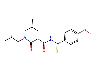 Propanediamide, N,N-bis(2-methylpropyl)-N'-((4-methoxyphenyl)thioxomethyl)- structure