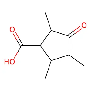 2,3,5-Trimethyl-4-oxocyclopentane-1-carboxylic acid structure