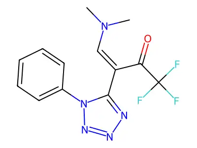 4-(dimethylamino)-1,1,1-trifluoro-3-(1-phenyl-1H-1,2,3,4-tetraazol-5-yl)but-3-en-2-one structure