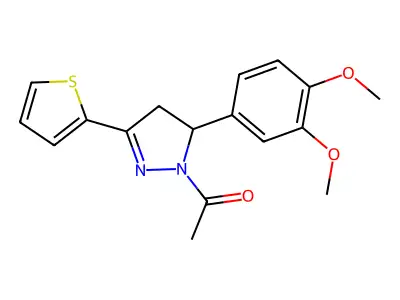 1-[3-(3,4-Dimethoxyphenyl)-5-thiophen-2-yl-3,4-dihydropyrazol-2-yl]ethanone structure