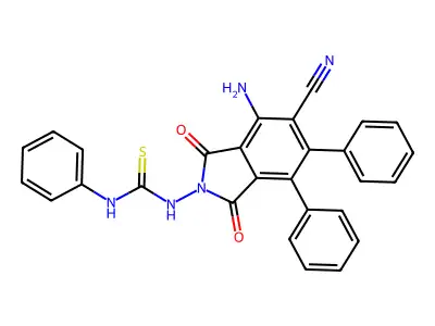 1-(4-Amino-5-cyano-1,3-dioxo-6,7-diphenyl-isoindolin-2-yl)-3-phenyl-thiourea structure