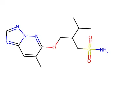 6-(2-Isopropyl-3-sulfamoyl-1-propoxy)-7-methyl(1,2,4)triazolo(1,5-b)pyridazine structure