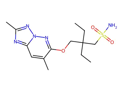6-(2,2-Diethyl-3-sulfamoyl-1-propoxy)-2,7-dimethyl(1,2,4)triazolo(1,5-b)pyridazine structure