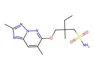 6-(2-Ethyl-2-methyl-3-sulfamoyl-1-propoxy)-2,7-dimethyl(1,2,4)triazolo(1,5-b)pyridazine structure