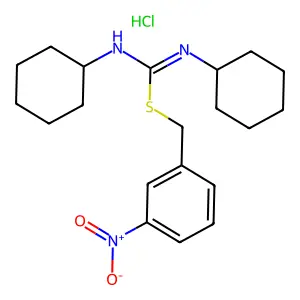 Pseudourea, 2-(3-nitrobenzyl)-1,3-dicyclohexyl-2-thio-, hydrochloride structure