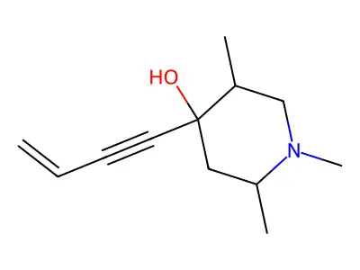 4-But-3-en-1-ynyl-1,2,5-trimethylpiperidin-4-ol structure