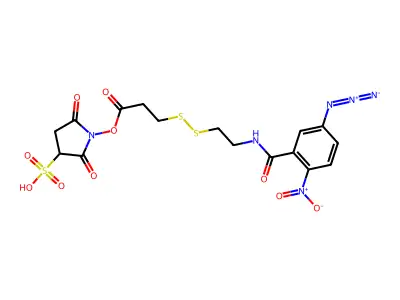 1-((3-((2-(5-Azido-2-nitrobenzamido)ethyl)disulfaneyl)propanoyl)oxy)-2,5-dioxopyrrolidine-3-sulfonic acid structure
