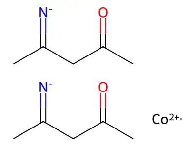 Cobalt(2+);bis(4-oxopentan-2-ylideneazanide) structure