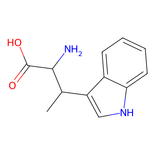 2-Amino-3-(3-indolyl)butanoic acid structure