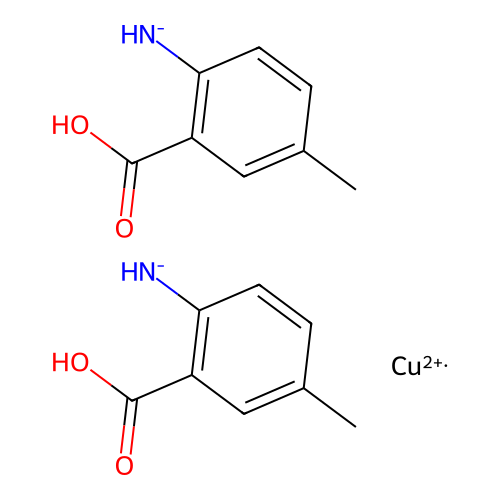 Copper bis((2-carboxy-4-methylphenyl)azanide) structure