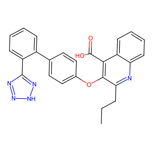 2-Propyl-3-[[2'-(2H-tetrazol-5-yl)[1,1'-biphenyl]-4-yl]oxy]-4-quinolinecarboxylic acid structure