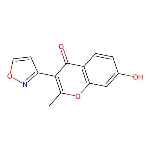 7-hydroxy-3-(isoxazol-3-yl)-2-methyl-4H-chromen-4-one structure